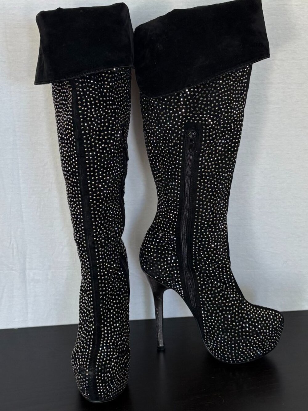 Bella Luna Size 8 Rhinestone Over-the-Knee Platform Stiletto Boots
